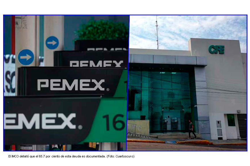 Deuda de Pemex y CFE bajó de 7.1 a 6.5% del PIB al cierre del tercer trimestre: IMCO