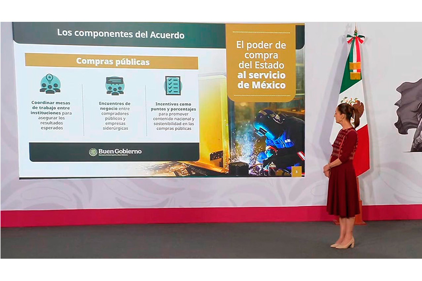 Sheinbaum anuncia acuerdo para impulsar la industria siderúrgica; toda la obra pública usará acero mexicano