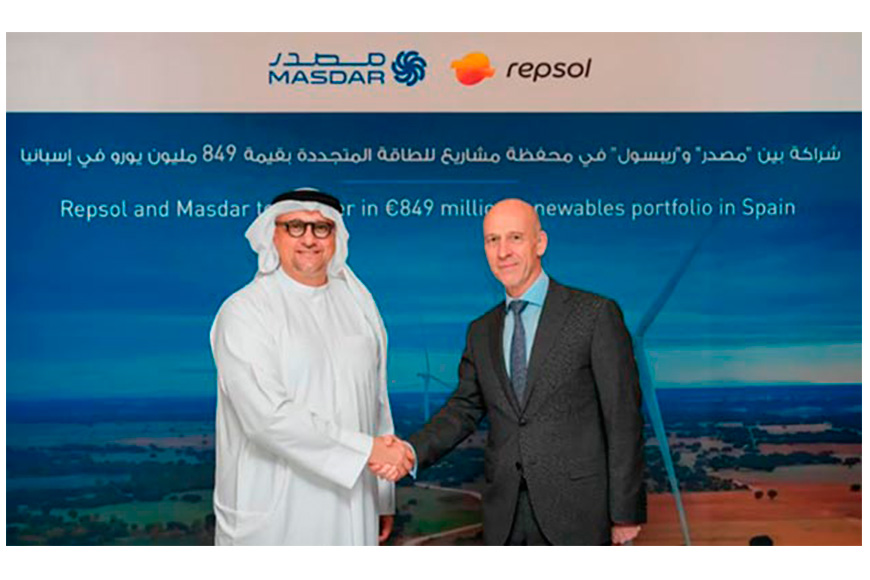 Repsol y Masdar impulsan la descarbonización industrial con una alianza renovable de 849 millones de euros