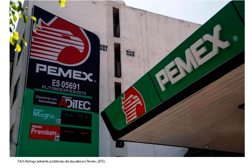 Pemex se destaca... pero por preocupación sobre liquidez, advierte Fitch