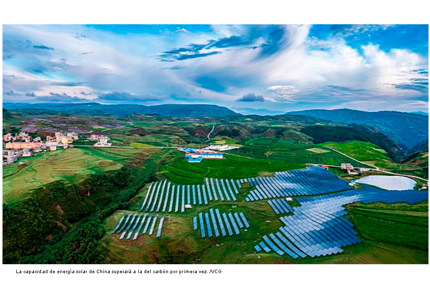 La capacidad de energía solar de China superará a la del carbón por primera vez