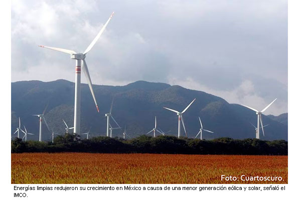 Energías limpias se reducen en México por menor generación eólica y solar: IMCO